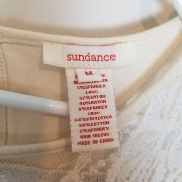 Sundance Womens M Ivory French Terry Knit Lace Sle - Picture 6 of 9
